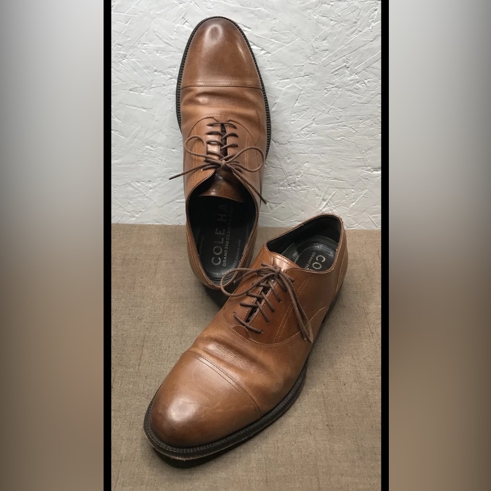 Cole Haan Grand 360 MC Cap Ox Men's Brown Leather Cap Toe Oxfords Size 10.5M